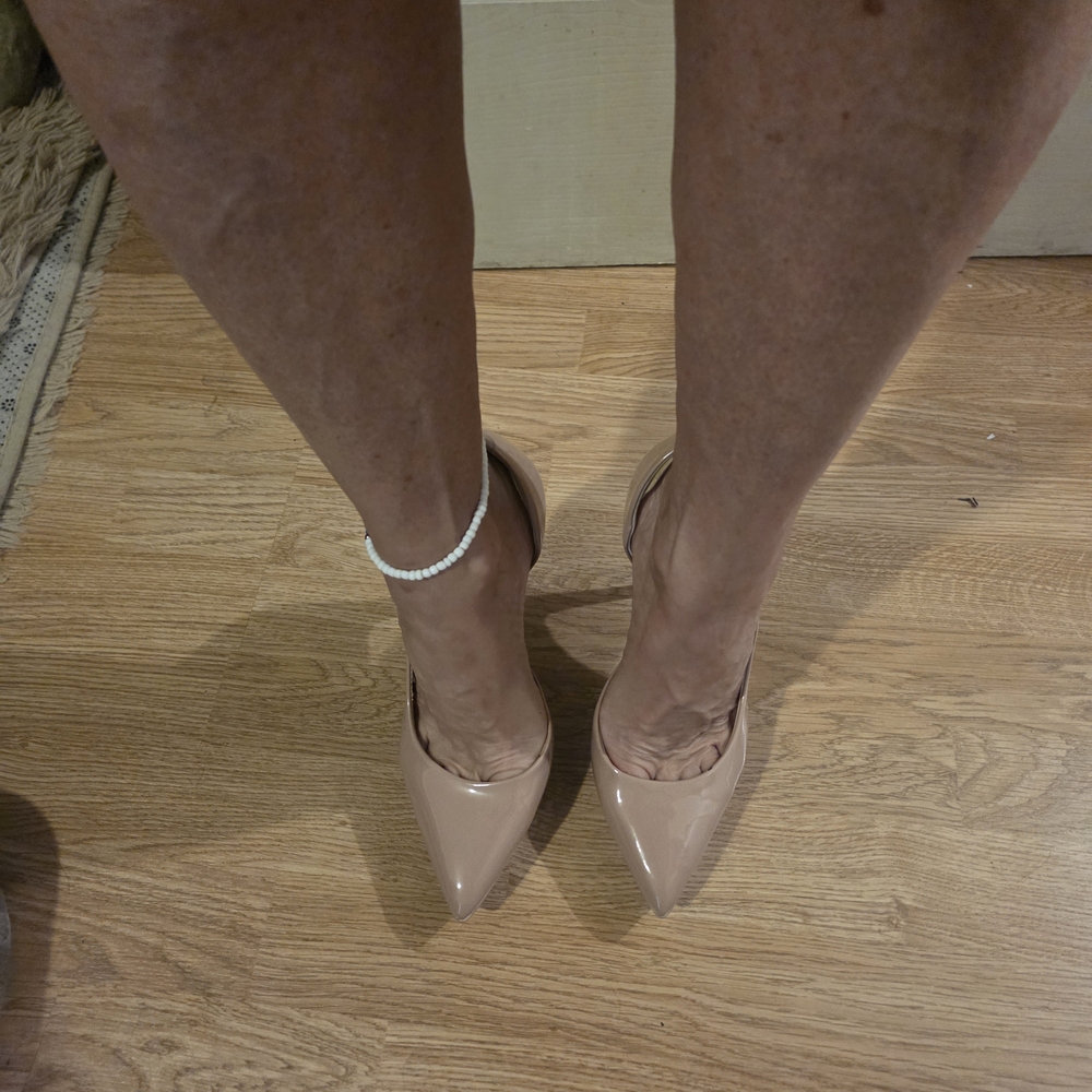 Steve Madden Nude Patent Pointed Toe Slingback Heels